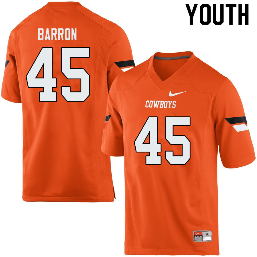 Youth #45 Blake Barron Oklahoma State Cowboys College Football Jerseys Sale-Orange - Click Image to Close
